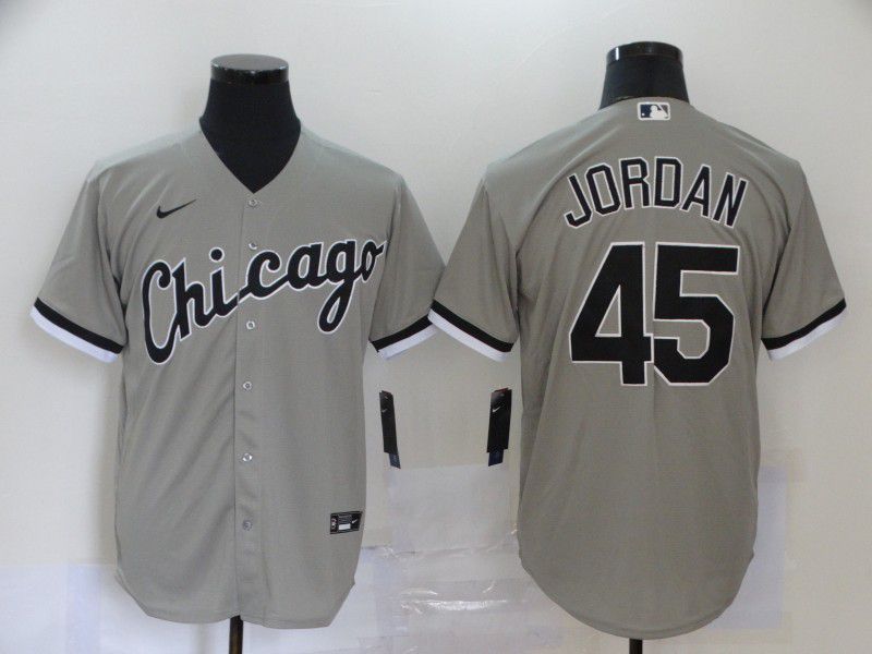 Men Chicago White Sox 45 Jordan Grey Game Nike MLB Jerseys